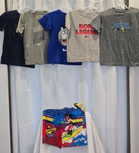 Lot of 5 Boys sz 4 (1 sz 5) Four shirts one swimtrunk Under Armour, Nike, Disney - Picture 1 of 8