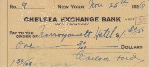 WALLAS FORD (The Andy Griffith Show) signed bank check Cover