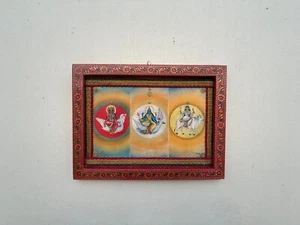Old Frame India Gods, Goddess Trikal Brahmani Vaishnavi Rudrani Photo- 9 x 12" - Picture 1 of 10