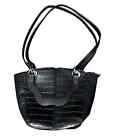 NEW Zara Faux Croc Black Double Strap Convertible Shoulder Zip Bag NWOT