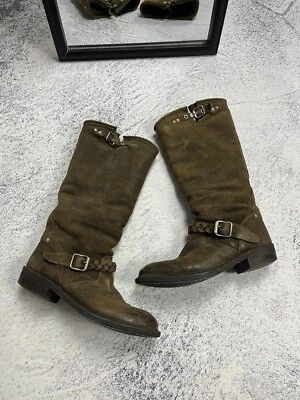 Golden Goose DB Marrón Gamuza Cuero Carreras Motociclista Moto Botas Raras Y2K Talla EU 37 Foto 1 de 4