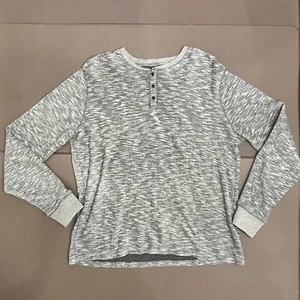 Lucky Brand Men’s Henley Large Heathered Grey Long Sleeve Lined Thermal - Picture 1 of 7