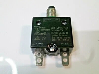 Carling 10A Push to Reset Button Breaker CLB Series TC2/OL0/C1 125/250V AC/32VDC