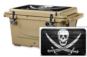 Vinyl Cooler Wrap fits Cabela's Polar Cap 60 | Decal Skin LID - Pirate Flag - Picture 1 of 6
