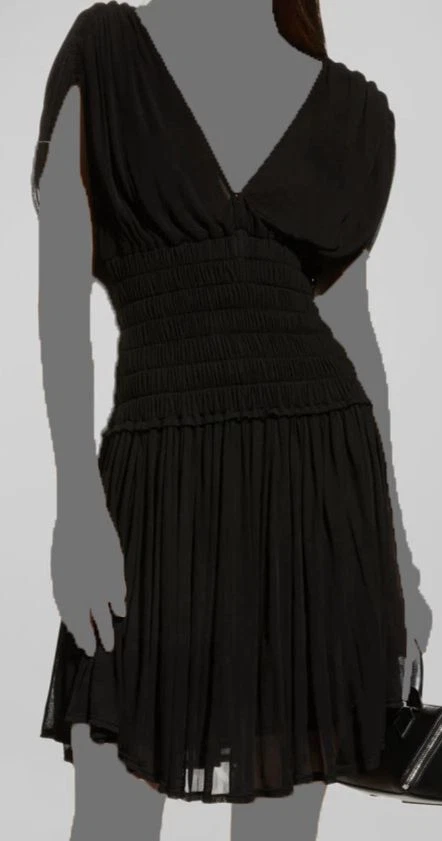 A.L.C. Women Black Luna Smocked-Waist Mini Dress Size S