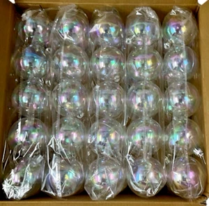 50 Pc Plastic Iridescent Hanging Ornament Balls 2" - Wedding or Christmas Decor - Picture 1 of 6