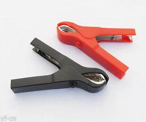 4 paia morsetto clip test isolato batteria auto acciaio plastica dura 80mm 50A R+B - Foto 1 di 5