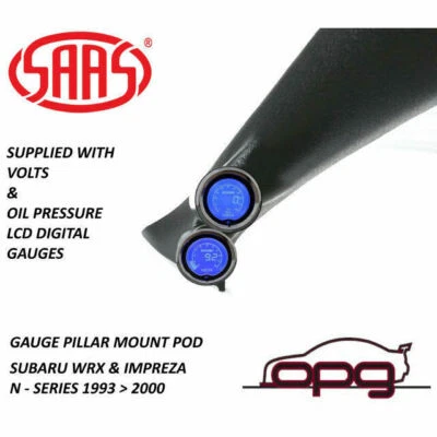 SAAS Pillar Pod Gauge Package for Subaru WRX Impreza Oil Pressure & Volts LCD - Image 1 of 4