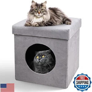 ASPCA Collapsible Felt Cat House - Cozy and Foldable Hideaway for Cats and Sm - Picture 1 of 4