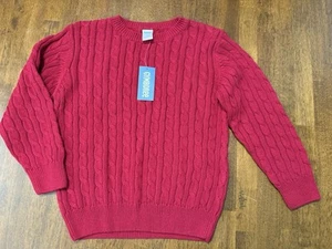 New GYMBOREE Boys Solid Deep Red Cable Knit Pullover Holiday Sweater S 5 6 - Picture 1 of 2