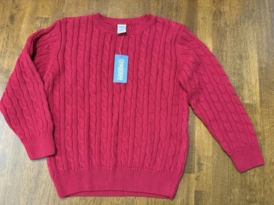 New GYMBOREE Boys Solid Deep Red Cable Knit Pullover Holiday Sweater S 5 6 - Image 1 of 2