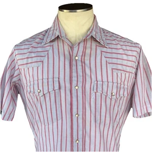 Levis Western Pearl Snap Shirt Mens M Stripe SS Korea VTG Cowboy Striped - Picture 1 of 8