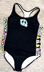 Total Girl 1-teiliger gefütterter Badeanzug Gr. 14 1/2 "PEACE" Nylon/Elasthan blk/multi - Bild 1 von 3