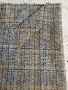 Tan Brown Cream Gray Lightweight Wool Plaid Design Fabric 17" L x 60" W - Picture 1 of 4