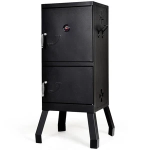 Vertical Charcoal Smoker BBQ Barbecue Grill w/ Temperature Gauge Outdoor Black - Picture 1 of 10