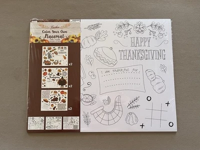 Colorea tus propios manteles de Acción de Gracias ~ Incluye 6 manteles para colorear y juegos, nuevos Foto 1 de 4
