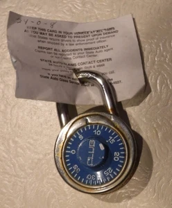 CLUB Combination PadLock Silver Tone & BLUE Retro  VINTAGE USED WITH Combination - Picture 1 of 4