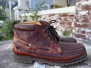 LL Bean Stiefel Herren 9.5D ALLAGASH Handgenäht Chukka BISON Braun Schnürung Leder - Bild 1 von 15
