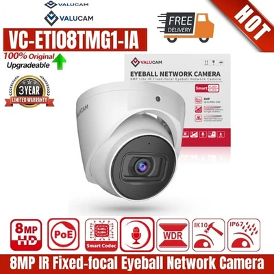 Cámara IP de Seguridad Valucam 8MP 4K POE MICRÓFONO AI Visión Nocturna IR IP67 Seguridad Inteligente Foto 1 de 4