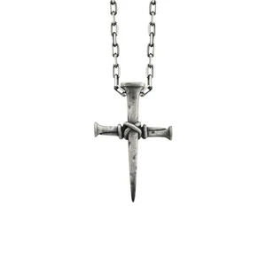 Nails Cross in Oxidized Sterling Silver Necklace for Mom Faith Gift - Picture 1 of 9
