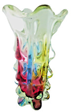 - Vase d'été multicolore en verre d'été à nervures bosselées Naruni Sany 10 pouces : bijou impeccable !