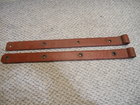 TWO ANTIQUE WROUGHT IRON HAND FORGED BARN DOOR STRAP HINGES 28 1/2" Cover