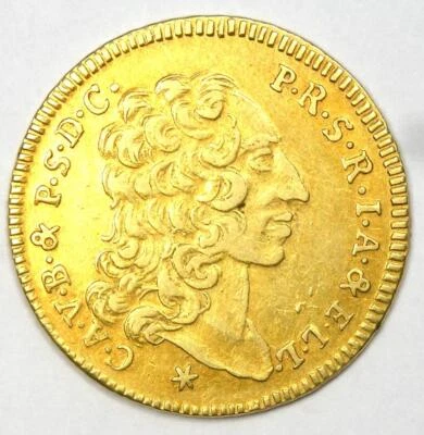 1730 Alemania Baviera Oro Karl Albrecht 1/2 Carolin (Karolin) - Bueno En estado bastante bueno / XF Foto 1 de 2