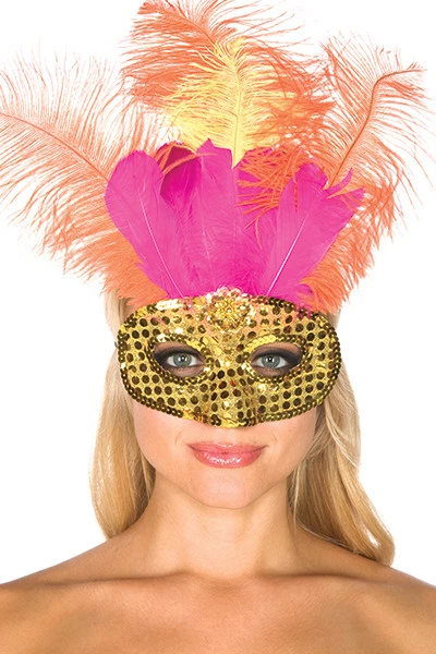 sexy BE WICKED! mardi GRAS feathers FEATHERED masquerade BALL costume MASK party - Image 1 of 1