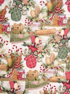 Tela para hornear de Navidad por yarda pan de jengibre cocina algodón Susan Winget - Imagen 1 de 2