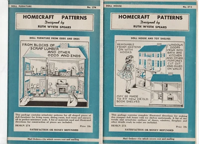 2 PATRONES DE CARPINTERÍA DE COLECCIÓN AÑOS 40 RUTH SPEARS JUGUETES PARA NIÑOS, casa de muñecas y muebles Foto 1 de 4