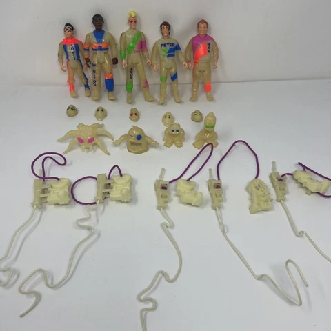 Vintage Real Ghostbusters 1984-1990 Ecto Glow 5 Figures & Accessories Lot Kenner Cover