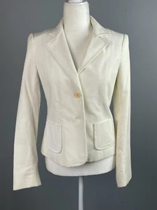 Theory Wide Wheel Corduroy 2 Button Blazer Jacket Sz 4 Off White 2 Button - Picture 1 of 7