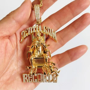 Hip Hop Death Row Pendant Necklace 5A Cubic Zircon 18K Real Gold Plated Jewelry - Picture 1 of 12