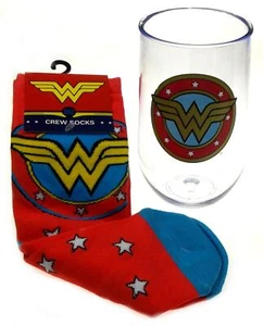 Wonder Woman Acrylwein 22 Unzen Becher & Socken Superheld Mom Knebel Geschenk stiellos - Bild 1 von 4