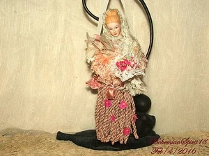 Arturo E.Reyna VICTORIAN MAIDEN Handmade Porcelain HEAD & ARMS HANGING TASSEL - Picture 1 of 6