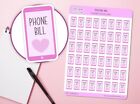 Phone Bill Planner Stickers | Mobile Phone Bill Reminder Sticker Sheet