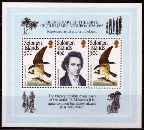 ZAYIX Solomon Islands 556 MNH Birds John James Audubon Ornithologist 030523SM01 Cover