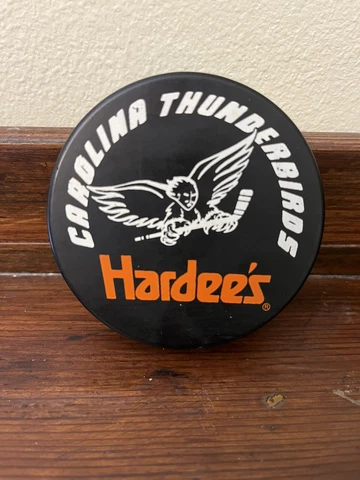 Vintage Carolina Thunderbirds Hockey Puck, ACHL with IHL Error Cover
