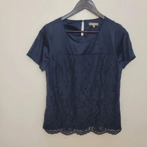 Soon Womens Blouse Top Shirt Size 12 Blue Silky Party Lace Victorian Style Boho - Picture 1 of 8