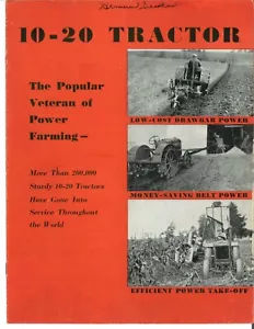 Folleto de ventas de cosechadora internacional de tractor IH McCormick Deering 10-20 - Imagen 1 de 11
