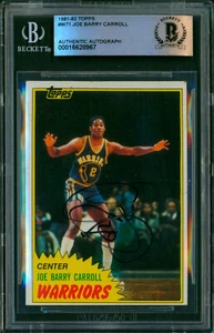 1981-82 Topps JOE BARRY CARROLL Signed Card #W71 RC Slabbed Auto Warriors BAS - Picture 1 of 2