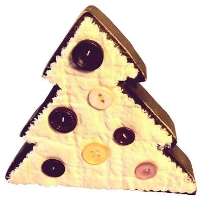 Botón Árbol de Navidad Adorno Hecho a Mano Madera Rústico Cabaña Lodge Foto 1 de 4