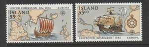 ICELAND 1992 EUROPA set of 2 MNH 500th Anniversary of Discovery of the Americas  - Picture 1 of 1