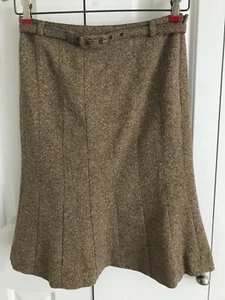 Ann Taylor Loft Women's Brown Tweed Fitted Fully Lined Belted Waist Skirt Size 0 - Picture 1 of 3