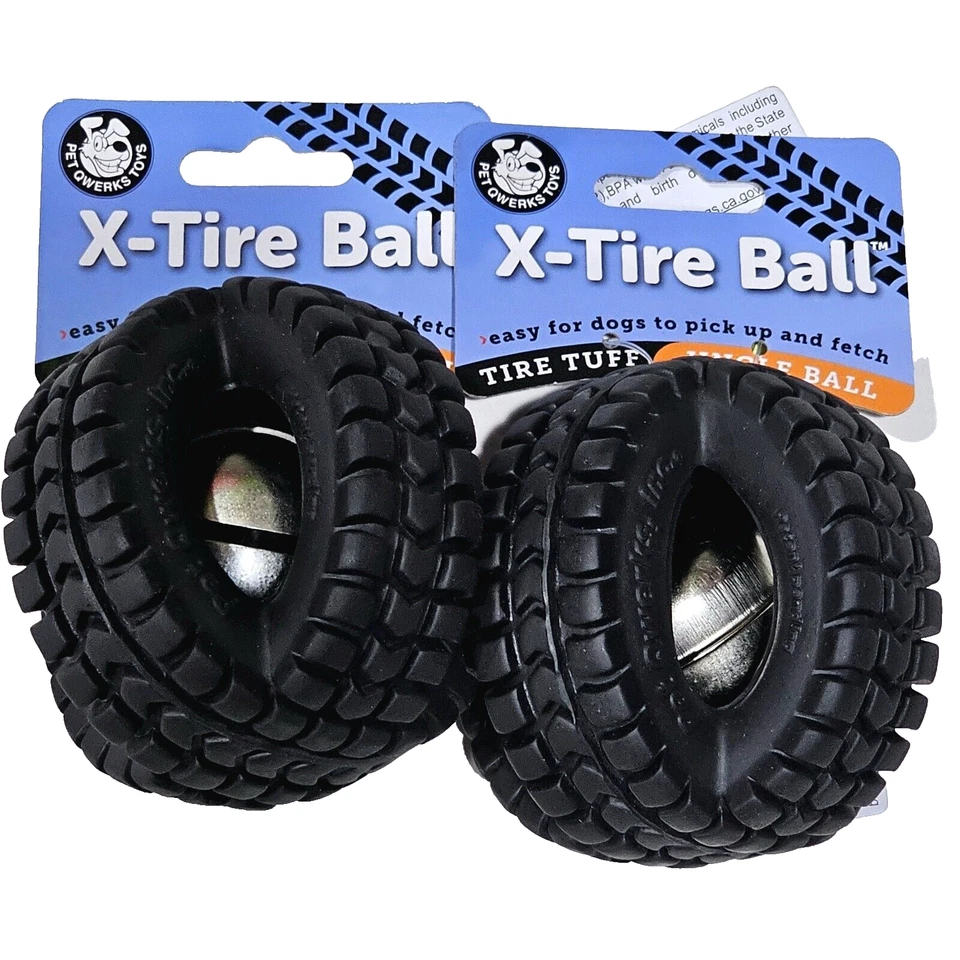 2 Pet Qwerks Toys X-tire Ball Easy For Dogs Pickup Fetch Tire Tuff Jingle Ball - Image 1 of 1