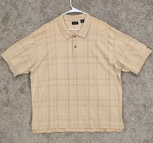Men's XXL Polo Shirt 100% Cotton Yellow Plaid Short Sleeve Golf Tee Breathable - Picture 1 of 8