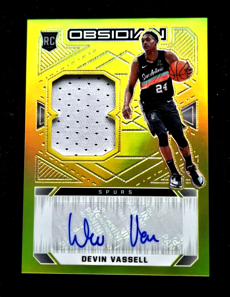Devin Vassell 2020-21 Panini Obsidian Yellow Flood Rookie Patch Auto RC #221 SSP - Image 1 of 4