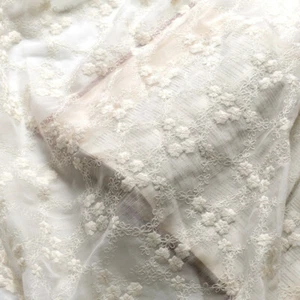 Embroidery Floral Lace Chiffon Tulle Fabric 49" Width 0.5Y Bridal Dress Costume - Picture 1 of 12