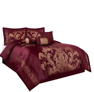 Chezmoi Collection 7-Piece Jacquard Floral Comforter Set (California King, Ma... - Picture 1 of 6