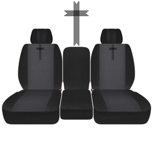 Fundas de diseño 40-20-40 delanteras para 11-18 Ram 1500-3500 / cruz tejida carbón negro - Imagen 1 de 7